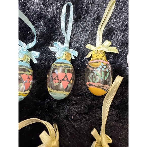 Set Of 12 Midwest Glass Hand-Painted Easter Egg Ornaments With Ribbon Hangers - Picture 8 of 10